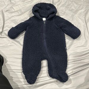 GAP Blue Footies One Piece with Enclosed Mittens